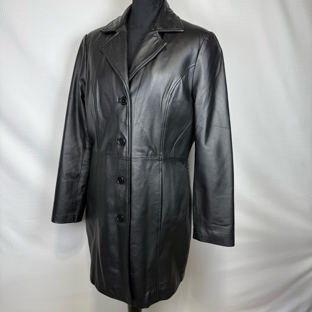 Mark Alan Vintage Black Leather Blazer Jacket Size Medium 90s Y2K Women’s